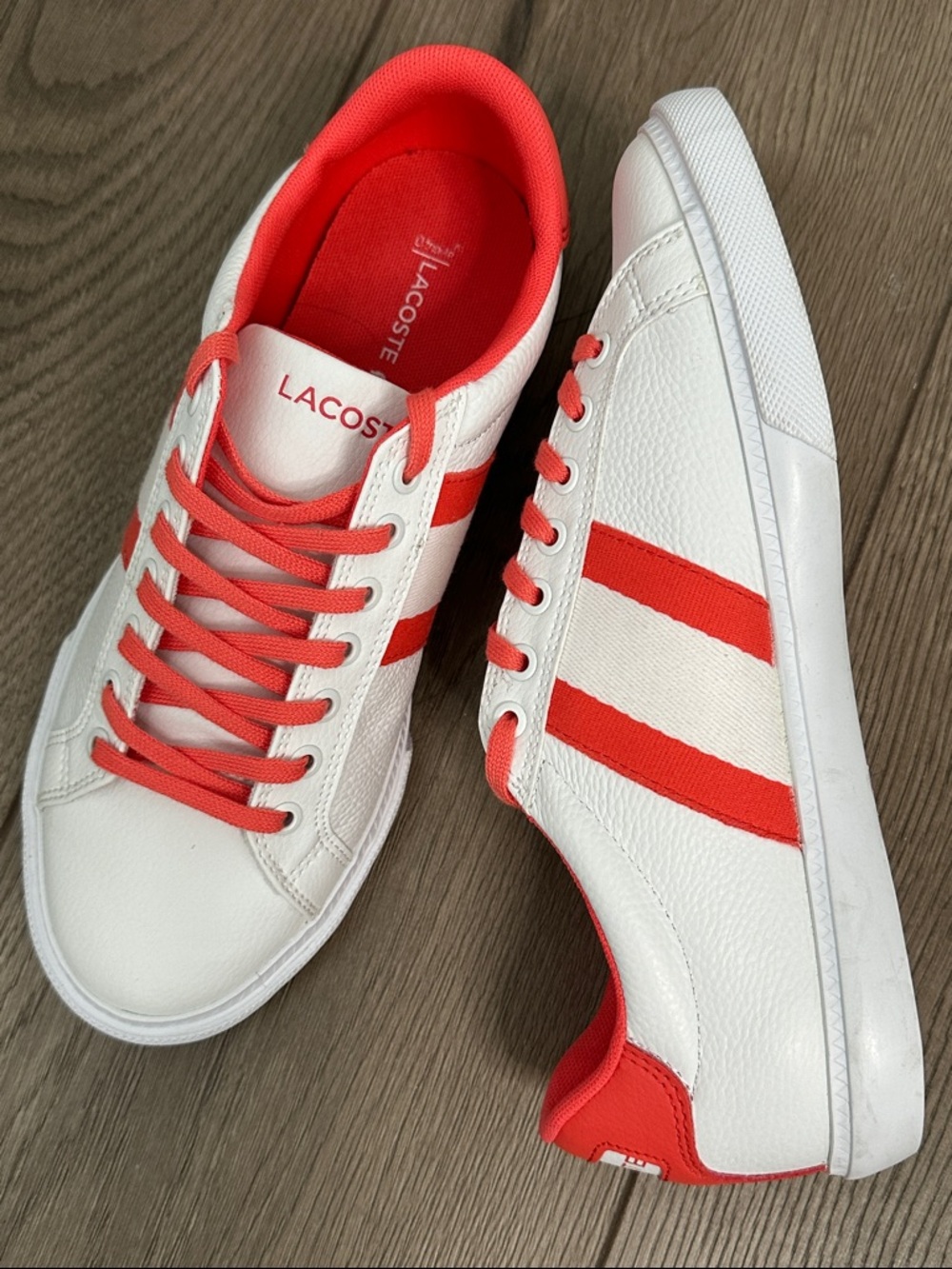 Lacoste Grand‎ Vulc Sneakers White Coral Leather Athletic Shoes Size 7.5